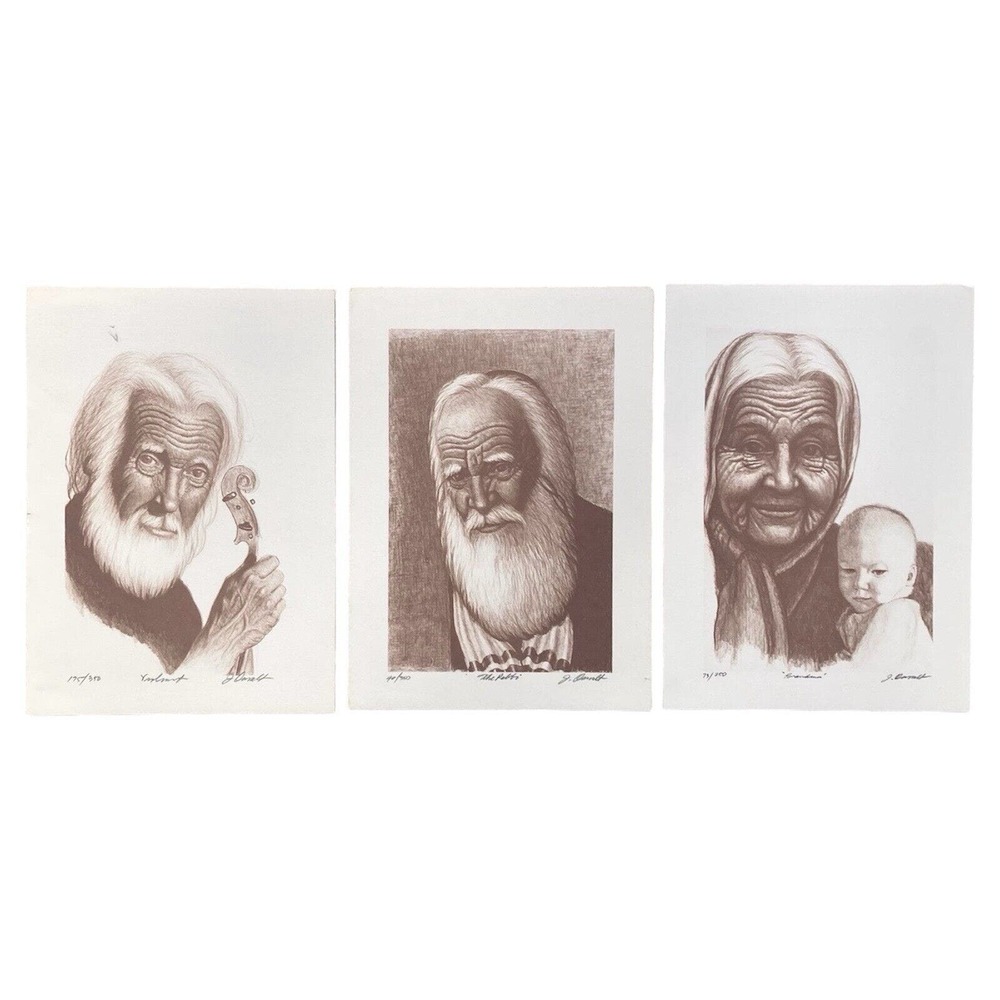 Jerry “J” Oswalt Set of 3 Lithograph Signed & Numbered Prints 11”X8”